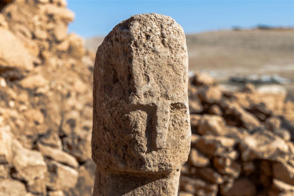 T-pillar carved with human face, Karahantepe, Turkey