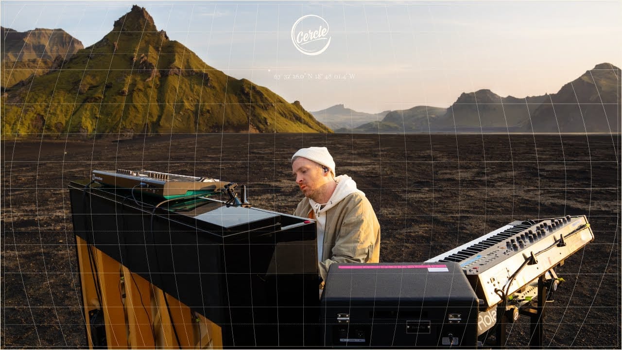 Ólafur Arnalds performing live with his band from the volcanic wilderness of Iceland