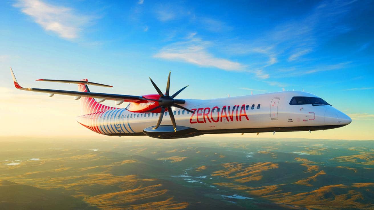 LoganAir's aircraft equipped with ZeroAvia's hydrogen-electric engines in flight.