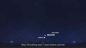 Sky chart showing Venus and Saturn with the crescent Moon
