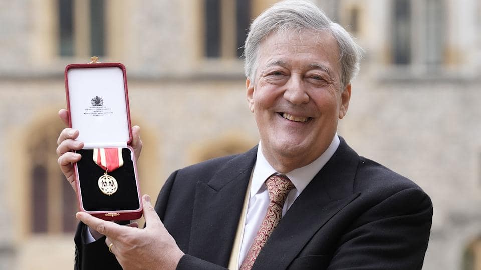 Sir Stephen Fry 'chuffed' after being knighted by the King