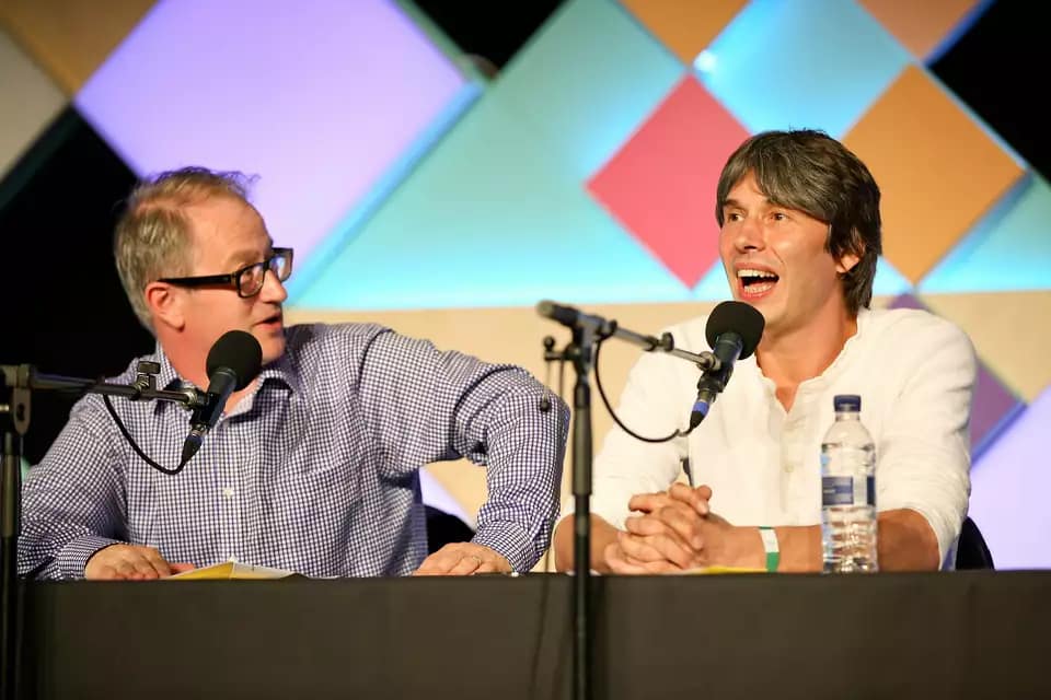 Popular BBC Radio 4 program (and podcast) "The Infinite Monkey Cage" Hosts Robin Ince (left), the comedian, and Brian Cox, the professor, are joined by a panel.